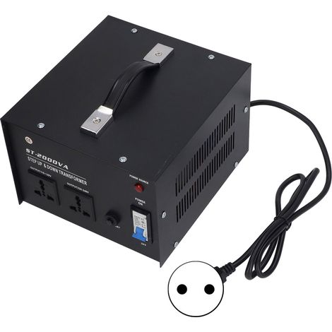 Transformateur abaisseur 2000W en fer, ABS et cuivre pur, convertisseur de tension lourd 110-120V à 220-240V avec prise UE (1/5)