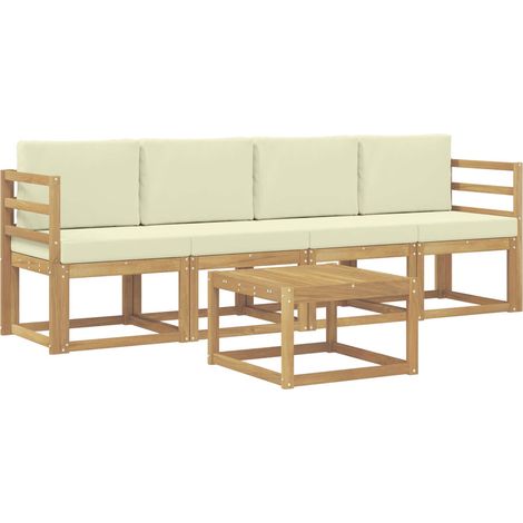 Outdoor Sofa Set with Cushion 5 pcs White and Cream vidaXL (1/5)