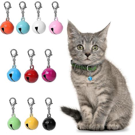 Lot de 10 grelots colorés pour colliers de chats et chiens avec fermoirs accessoires pour animaux de compagnie (1/5)