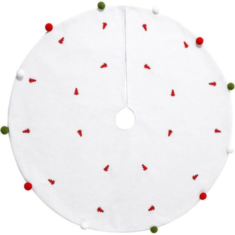 Aiperq Christmas tree skirt 48 inches white red and green embellished Christmas tree skirt suitable for Christmas party home decoration (1/5)