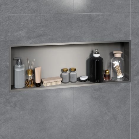 VILSTEIN  Duschnische 30x90 cm  Aufputz  Wandnische Edelstahl  Randloses Duschregal mit Ablagefach