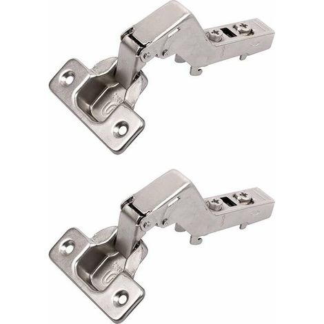 2x Charnière invisible courbée angle à 30° type clip sans amortissement sans embase sans ressort pour porte de meuble Placard Cuisine Fixation Salle de bain Ajustable Réglable Ouverture Fermeture Plaq (1/2)