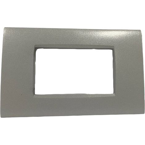Placchetta per interruttore in metallo a 4 posti grigio pietra cassetta 504 compatibile con living air supporto cover (1/2)