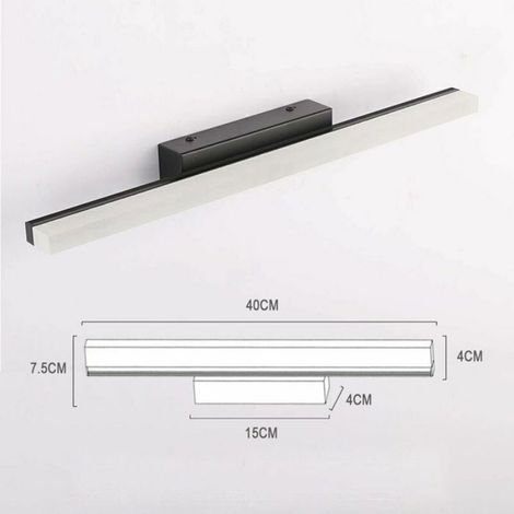 Lampe miroir salle de bain 40cm 9W 6000K 800LM éclairage mural noir (1/5)