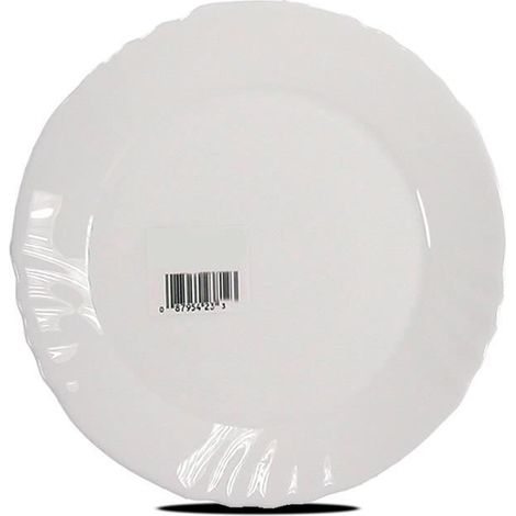 Service de 36 assiettes plates - JUANIO - 24 cm - Verre opale - Compatible micro-ondes & lave-vaisselle - Blanc