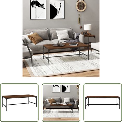 Industrieller Couchtisch -  Couchtisch Braun Eichen-Optik 100x50x35 cm Holzwerkstoff (1/5)
