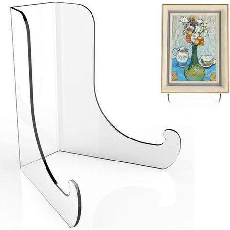 Soportes de exhibición de acrílico transparente tipo caballete con estantes de soporte profundos para exhibir portatarjetas, soporte para platos, soporte para fotos de acrílico, soporte para platos, l (1/5)