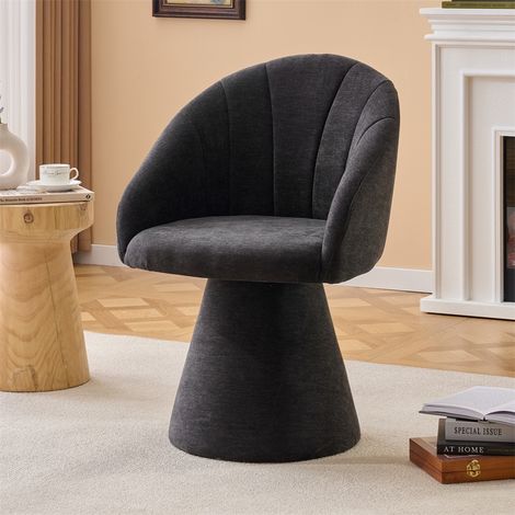 Chaise de Salle à Manger - 57x56x80cm - Fauteuil Pivotant Design Moderne en Tissu Chenille Rembourré avec Base Conique - Gris (1/5)