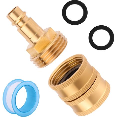 Kit de 5 Raccords Rapides pour Douchette Camping Car, Adaptateur de 1/2" à 3/4" avec Raccord Femelle Pivotant pour Robinet Douche Extérieur Camping Car (1/5)