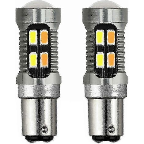 2 ampoules LED bicolores 1157 BAY15D P21/5W 5630 20SMD Canbus pour feu stop, feu de recul et clignotant blanc/ambre A (1/5)