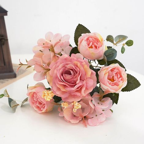 Fleur Artificielle Pivoine Bouquet Composé 40 Cm Tissu Synthétique Sans Pot Intérieur Extérieur 1 Pièce (1/4)