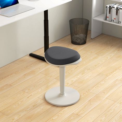 Sgabello ergonomico a pendolo regolabile in altezza, portata massima 120 kg, dimensioni 42,5x35,5x56,5-71,5 cm, colore grigio.