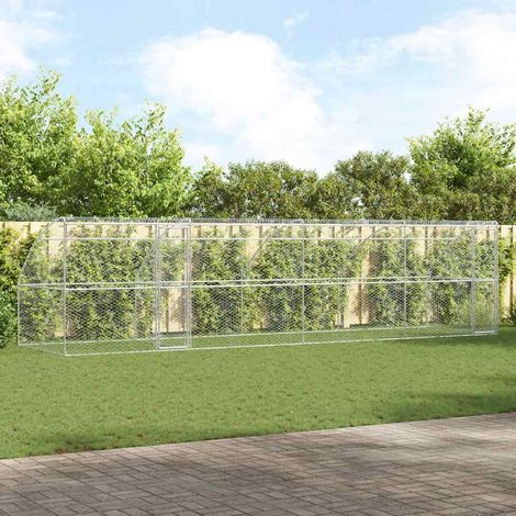 Hundekäfig 4 pcs Silber 8 x 2 x 2 m Verzinkter Stahl