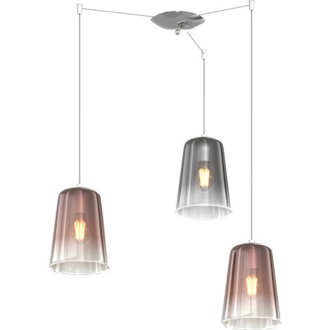 Sospensione Contemporanea Shaded Metallo Cromo Vetro Rame E Cromo 3 Luci E27 (1/3)