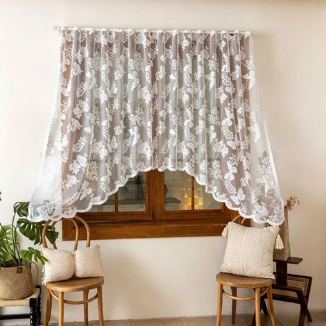 Small Lace Window Curtain, 160 x 100cm Kitchen Curtain (1/5)