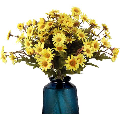 Fleur Artificielle - Marguerite en Soie 36 cm - Tige Flexible avec Fil Métallique - Pour Décoration Intérieure Mariage Bureau Fête Noël - Lot de 2 (1/5)