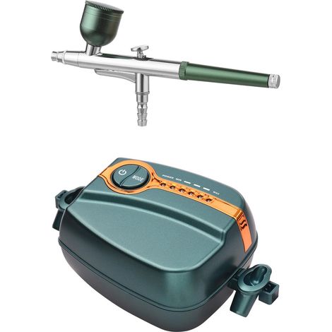 Juego de aerógrafo multifuncional con compresor, modelo de doble acción, ajustable a 5 niveles (máx. 25 PSI), 3 vasos de pintura ABS+metal de 0,4 mm para arte/modelismo/maquillaje/decoración. (1/5)