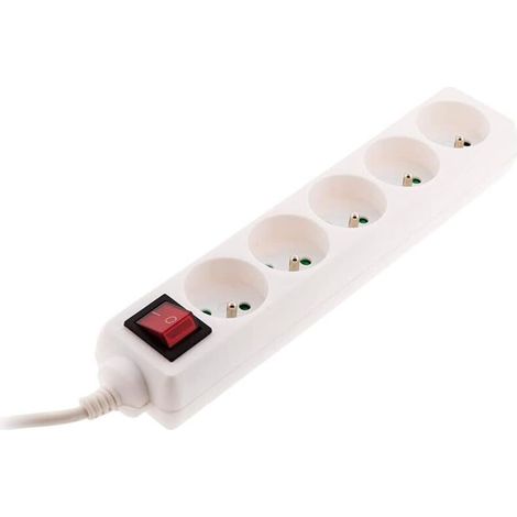 Bloc de 5 prises 16A 2P+T avec interrupteur Blanc