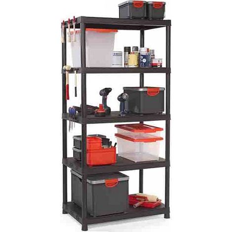 Keter Plus Xl/5 - Scaffale Con 5 Ripiani Pieni E Accessori - 90X60X187H