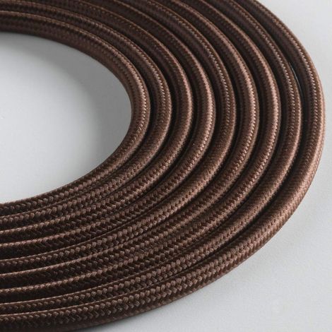 Klartext - Cavo tessile tondo LUMIÈRE per illuminazione, 3x0,75mm, Marrone, 3mt.Attenzione: cavo terra incluso Massima sicurezza anti scossa (1/5)