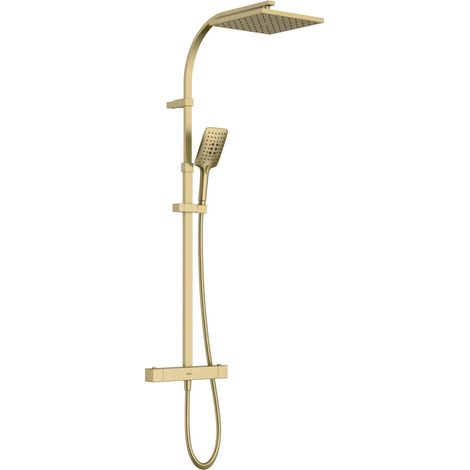 Bristan Qubo Safe Touch Thermostatic Rigid Riser Diverter Bar Shower Brushed Brass
