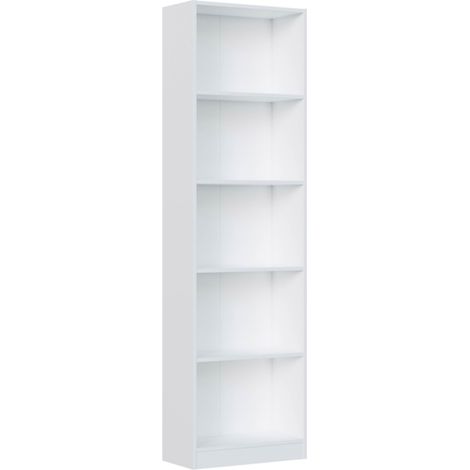 Bibliothèque 5 niveaux 52x25x180 cm blanc