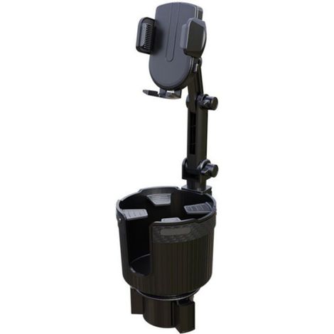 Porte-Gobelet Voiture - Support Téléphone Réglable 360° - Boîte Rangement Rétractable - Compatible Smartphones Jusqu'à 85 mm - Fixation Ajustable 65-112 mm (1/5)
