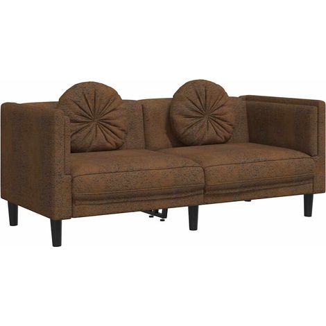 2-Sitzer Sofa mit Kissen Braun Kunstleder Wildleder-Optik vidaXL