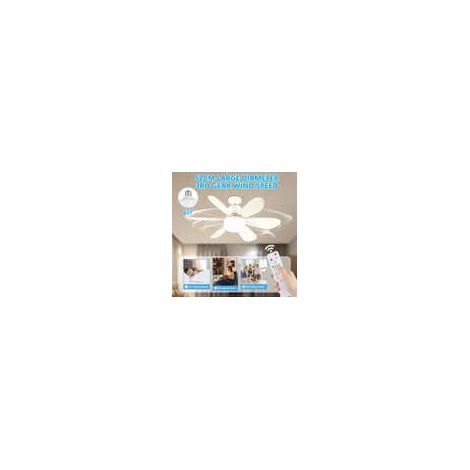 2PCSVentilateur de Plafond avec Lumière et Telecommande, LED Ventilateur Dimmable Plafonnier avec 40W E27 Lampe Intégrée, 6 Pales, 3 Vitesses(Blanc)