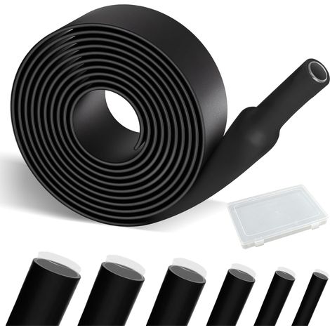 9m gaine termo-rétractable Set (2mר4/6/8mm 1mר12/16/18mm ), gaine retractable pour fil electrique,gaine thermique noir,Utilisé pour les câbles de téléphonie mobile, les fils, le bricolage (1/5)