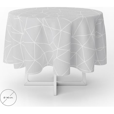 Mantel Hule Redondo Ø 140 cm. Geometrico Gris