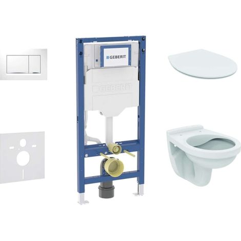 Geberit Duofix - Set per installazione pre- parete, vaso Alpha e sedile softclose, pulsante Sigma30, bianco/cromo SANI11CD3104