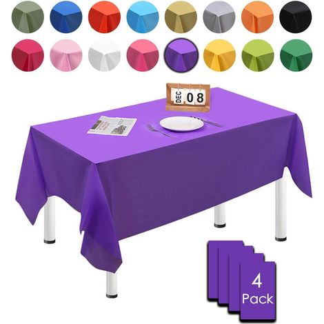 4x Nappes rectangulaires jetables 137x274cm Violet foncé Imperméable