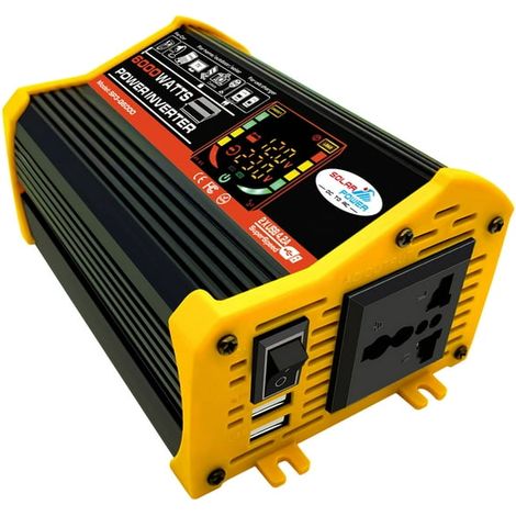 Onduleur Sinus Modifié Haute Fréquence 6000W Puissance Crête Convertisseur DC vers AC 12V/24V avec Double Port USB 2.1A Pinces Batterie Écran Affichage (1/5)