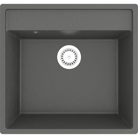 Lavello da cucina con foro troppo pieno 53 x 50 cm granito grigio 020002382