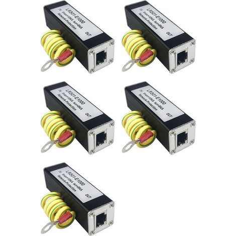Protection réseau PoE 1000M (5 x 5) : parafoudre pour moniteur et caméra, port Ethernet Gigabit RJ45. (1/5)