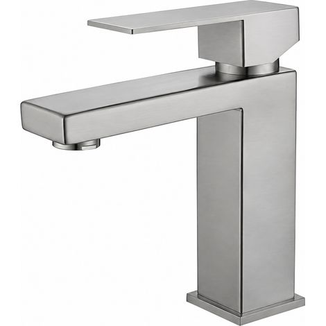 Mitigeur Lavabo Carré Acier Inoxydable modèle brossé avec raccord 1 sur 2 tuyaux d'arrivée d'eau 60 cm de long 800 g – Livraison gratuite