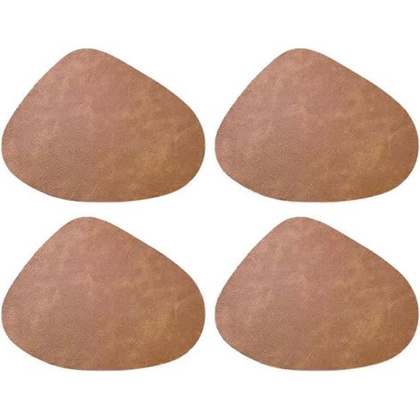 Sets de table en polyuréthane texturé double face en forme de goutte d'eau, imperméables et résistants à l'huile, lot de 4 pièces pour la table à manger, décoration intérieure marron (1/5)