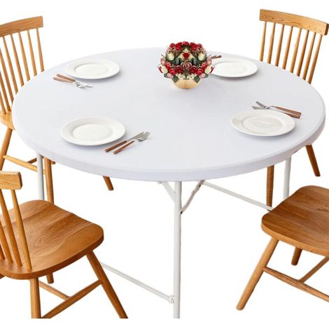 Tovaglia rotonda in vinile impermeabile con bordi elasticizzati – Ideale per tavoli da 115 a 125 cm, per uso interno/esterno
