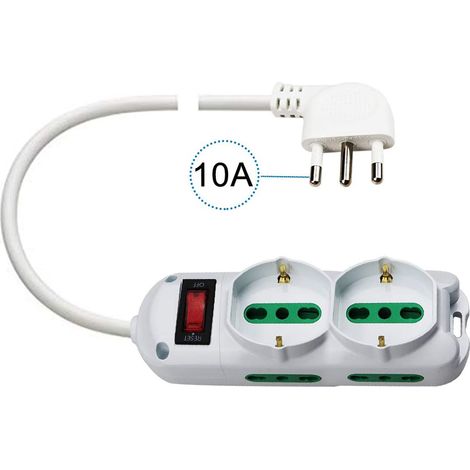 Multipresa Elettrica 6 Posti con Interruttore 4 Spine e 2 Shuko 1.5 MT (1/5)