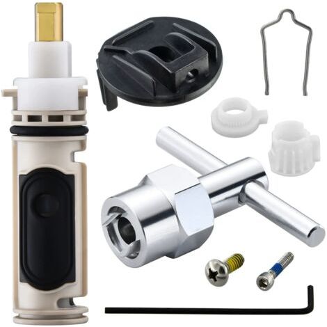 Cartouche de valve de rechange 1222 avec outil de retrait 104421 et kit d'adaptateur de poignée 116653 pour Moen, compatible avec les robinets de douche Posi Temp à une poignée (1/5)
