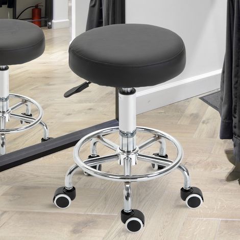Rollhocker, Massagehocker mit verstellbarer Höhe (50–64 cm), gepolstertem Sitz, 360° drehbar, schwarz (1/5)