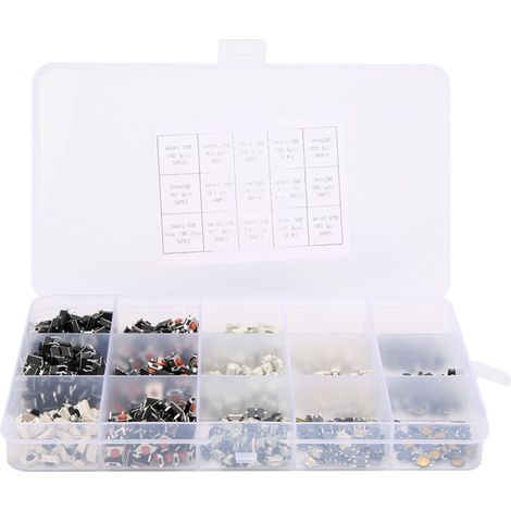 750 Pieces 15 Value Touch Push Button Switch, Micro-touch Switch, High Precision Mechanism Design for Car Remote Control, Box (1/5)