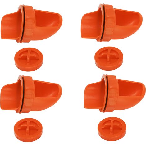 4 Kits Mangeoire Poule Anti-Pluie Autonome à Gravité pour Seaux et Tonneaux, Alimentation Automatique Volaille, Couleur Orange (1/5)