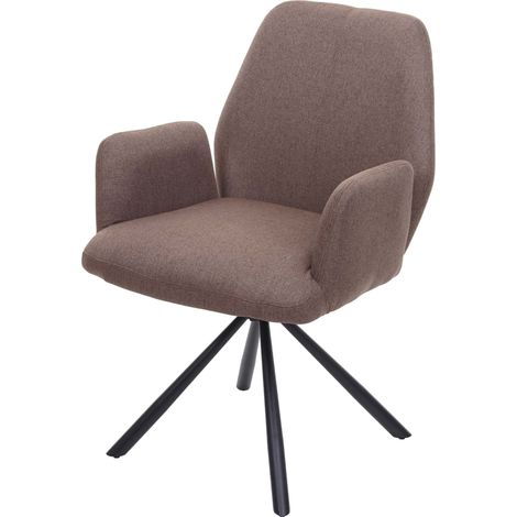[NEUWERTIG] Esszimmerstuhl HHG-938, Küchenstuhl Lehnstuhl Stuhl, drehbar Auto-Position Stoff/Textil Stahl braun
