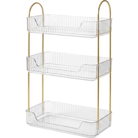 ilus Makeup Organiser Modern 3-Tier Cosmetic Storage Rack Beauty Tray White (1/5)