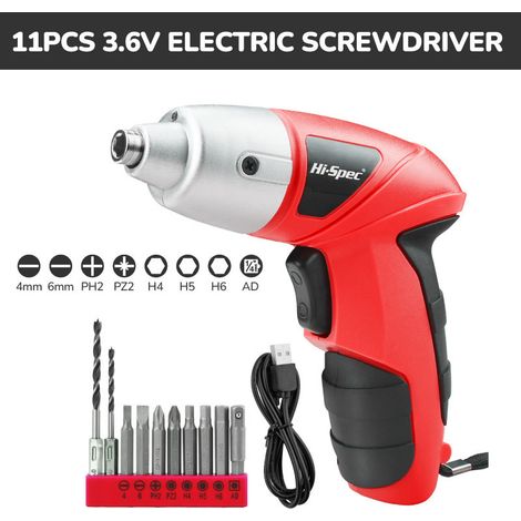 Tournevis Électrique 3,6V – Kit 11 Pièces Sans Fil Rechargeable USB avec Embouts (1/4)
