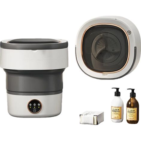 Waschmaschine für kleine Kleidungsstücke – 16-Liter-Mini-Waschmaschine – Tragbare Waschmaschine – Gründliche Reinigung für kleine Kleidungsstücke, faltbar, ideal für Zuhause, Hotel und Reisen(Grau) (1/5)