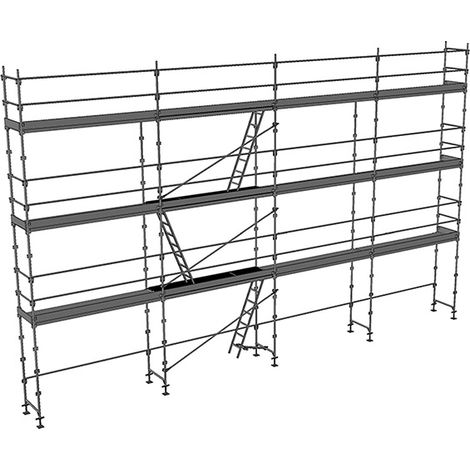 Echafaudage fixe de façade 104m² - Structure + Planchers + Plinthes + Lisses - DUO104-SPP (1/5)