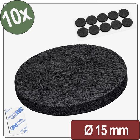 Quadrios 26SA125 Filzgleiter selbstklebend, rund Schwarz (Ø x H) 15 mm x 4 mm 10 St.